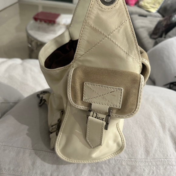 Christian Dior Cream Leather & Suede Street Chic Shoulder Bag - Picture 2 of 8